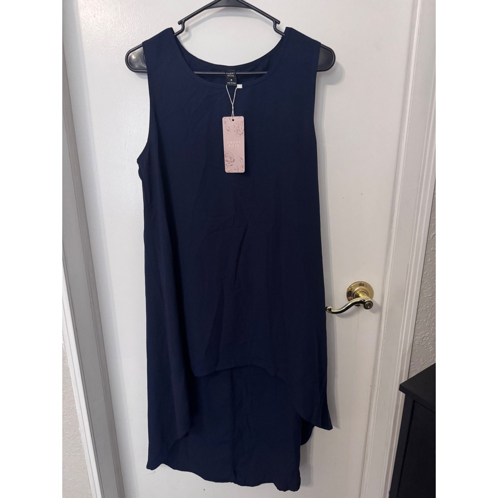 Emery Rose Navy Blue Sleeveless High-Low Shift Dress Womens Size Medium NWT